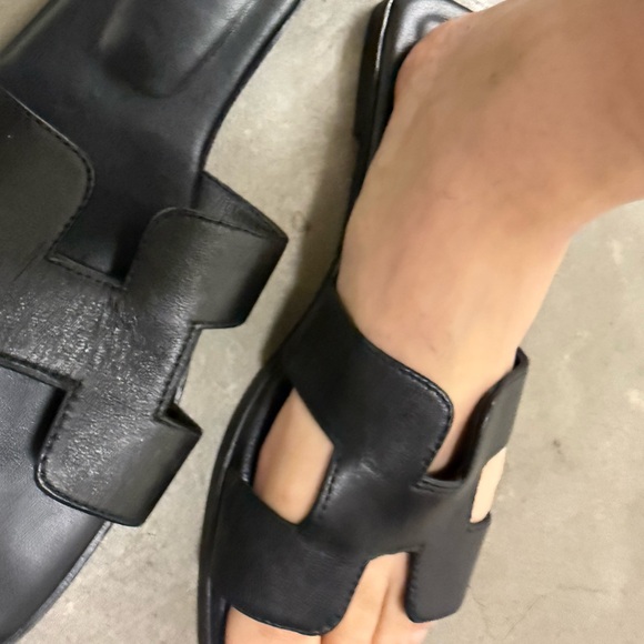 Black Leather Sandals - Picture 3 of 5